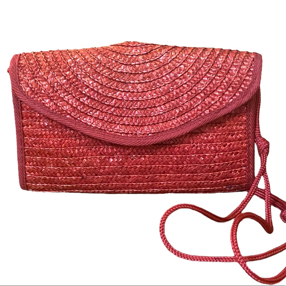 Croft & Barrow Red Straw Shoulder Bag Purse